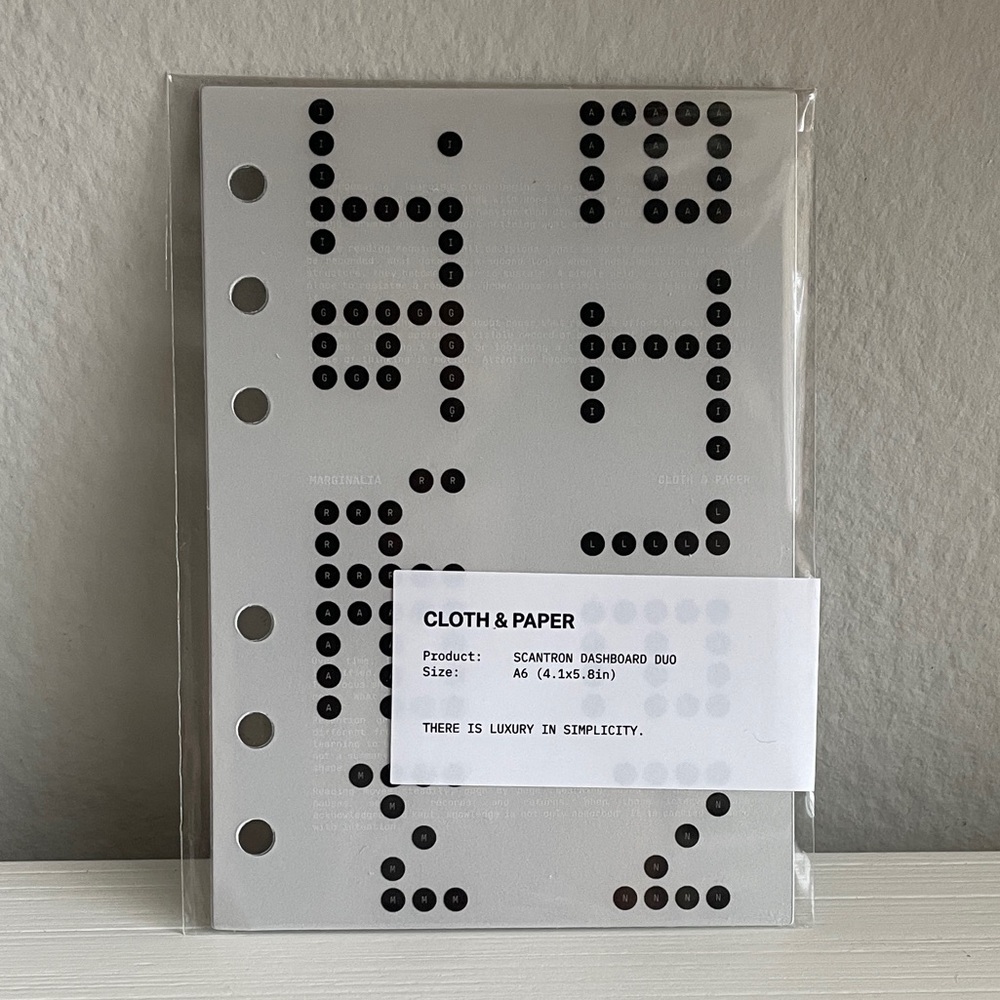 Cloth & Paper A6 Scantron Dashboard Duo | September Intention Box